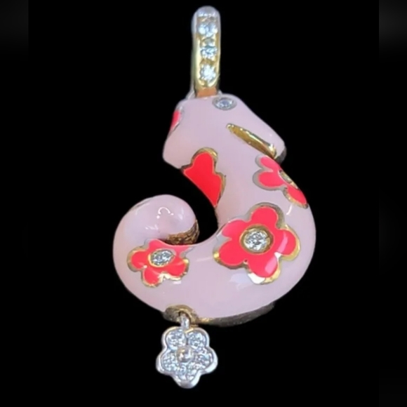 Aaron Basha 18k Gold Seahorse Diamond Enamel Pendant Charm-Estate Jewelry 7.4g - Picture 9 of 14